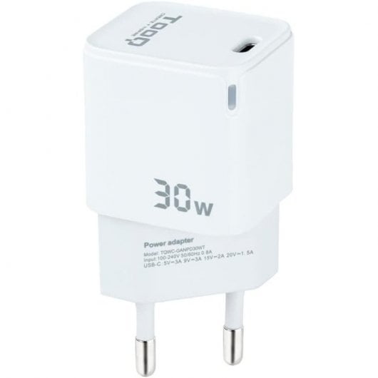 TooQ TQWC-GANPD30WT USB-C Wandladegerät 30W Weiß