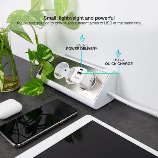 TooQ TQWC-QCPD20WT Dual USB-C/USB 2.0 Wandladegerät 20 W Weiß