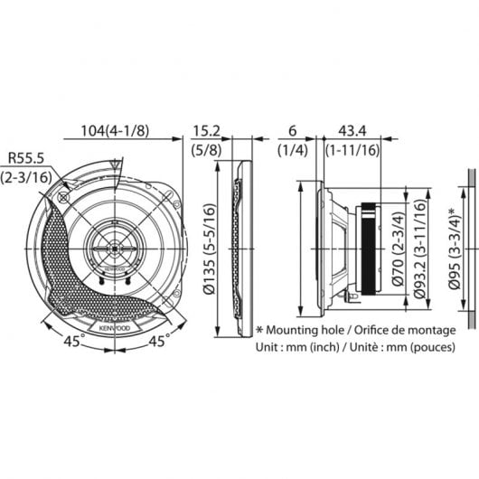 Kenwood KFC-PS1096 Altoparlanti per auto coassiali a 2 vie 100 mm 330 W