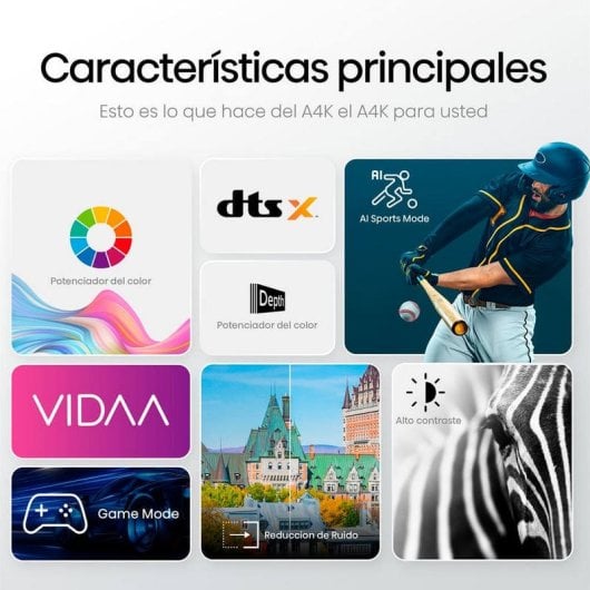 Hisense 32A4K 32" LED HD con Modo Juego y Deportes IA, Sonido DTS, Smart TV VIDAA U6