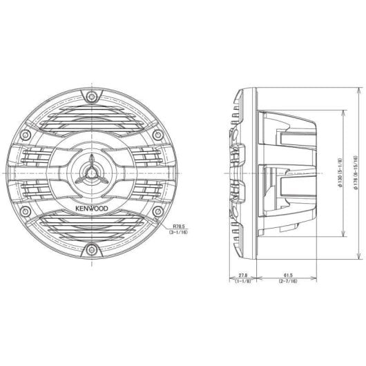 Lautsprecher Kenwood KFC-1653MRW 2-Wege 170mm 150W für Boot