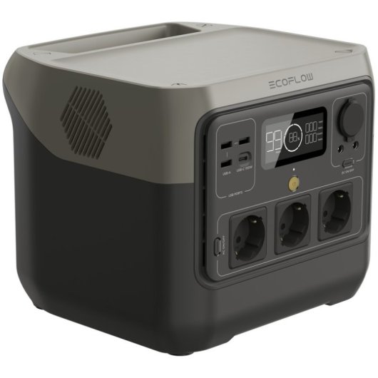 Station d’énergie EcoFlow River 2 Pro 768Wh 3 ports AC, 3 USB-A, 1 USB-C Batterie LiFePO4 Écran LCD Charge solaire App Bluetooth WiFi