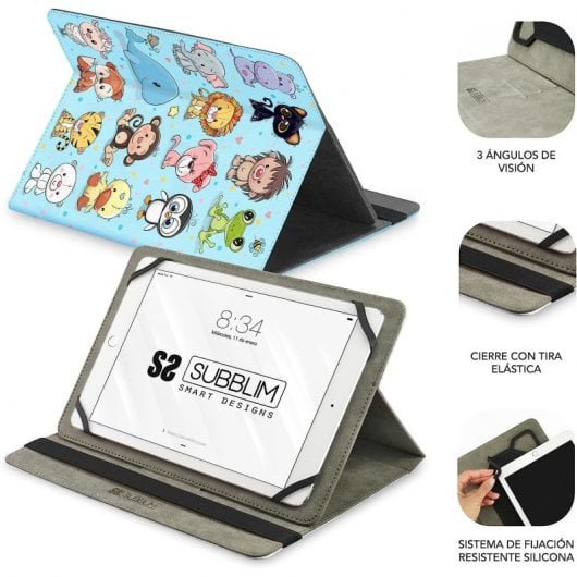Subblim Trendy Case Etui Universel Animal pour Tablette jusqu'à 11"
