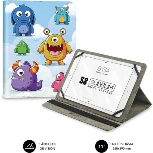 Funda tablette Subblim Trendy Case Monsters universelle jusqu’à 11 pouces multicolore