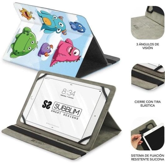 Funda tablette Subblim Trendy Case Monsters universelle jusqu’à 11 pouces multicolore