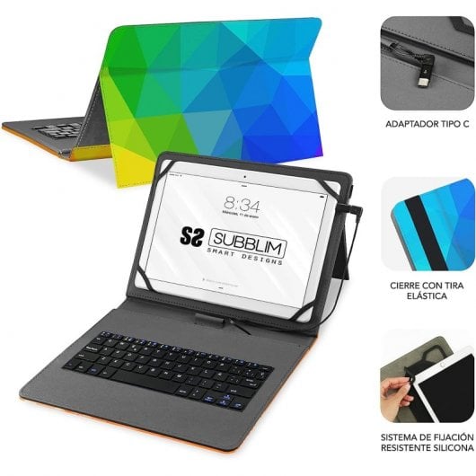 Subblim Keytab Funda Universal con Teclado Triángulos para Tablet 11.1"