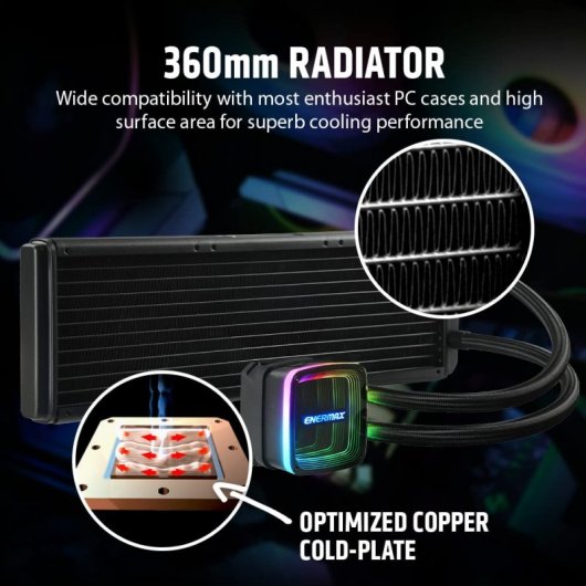 Enermax AQUAFUSION ADV ARGB Kit de Refrigeración Líquida 360mm Negro