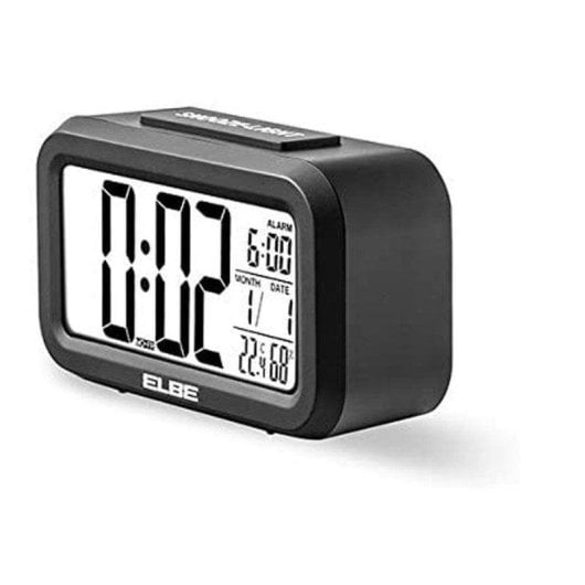 Réveil Elbe RD-668-N Écran LCD 11,2 cm Thermomètre Hygromètre Noir
