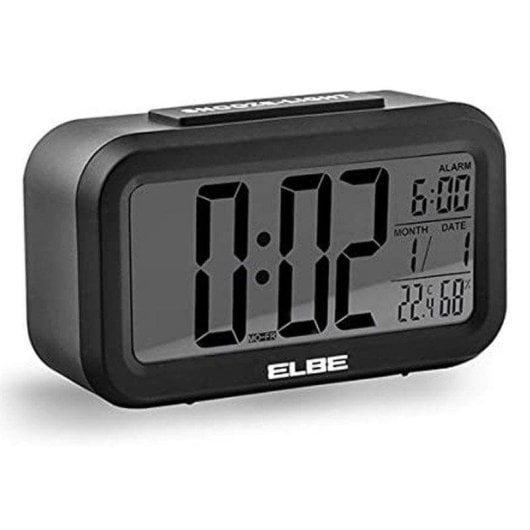 Réveil Elbe RD-668-N Écran LCD 11,2 cm Thermomètre Hygromètre Noir