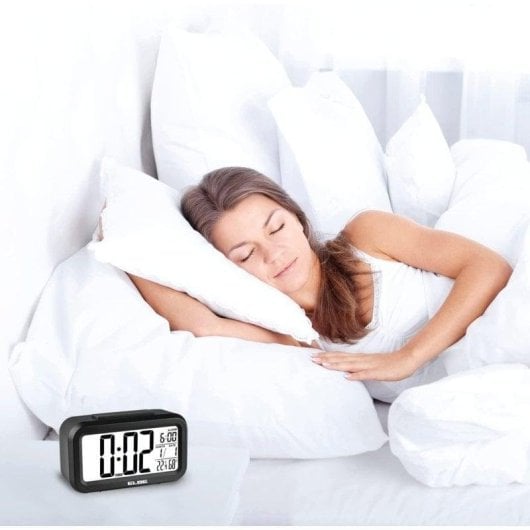 Réveil Elbe RD-668-N Écran LCD 11,2 cm Thermomètre Hygromètre Noir