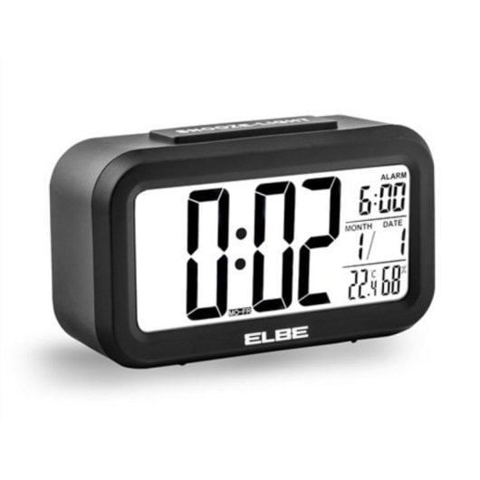 Réveil Elbe RD-668-N Écran LCD 11,2 cm Thermomètre Hygromètre Noir