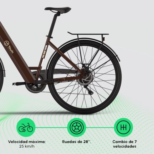 Youin Viena Bicicleta Elétrica 28" Café