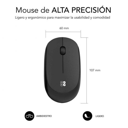 Mouse wireless silenzioso Subblim Business Plus 1200 DPI Nero