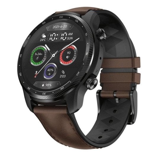 TicWatch Pro 3 Ultra 4G LTE GPS NFC 47mm AMOLED Nero Correa Marrone IP68 SpO2 Cardiofrequenzimetro