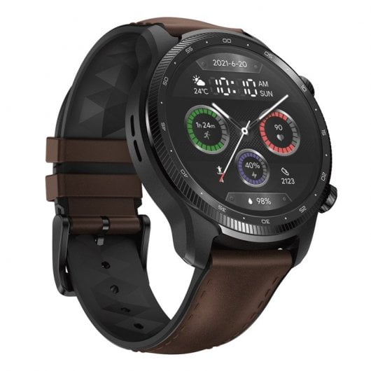 Smartwatch TicWatch Pro 3 Ultra 4G nero con cinturino in pelle marrone