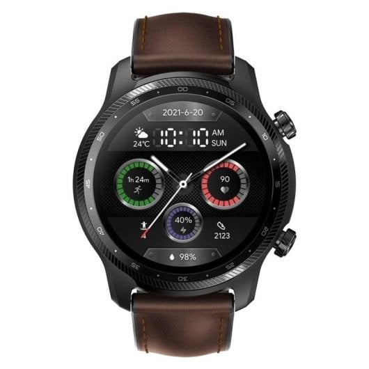 TicWatch Pro 3 Ultra 4G LTE GPS NFC 47mm AMOLED Nero Correa Marrone IP68 SpO2 Cardiofrequenzimetro