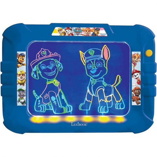 Tavolo da disegno elettronico Lexibook Paw Patrol Neon con pennarelli e modelli