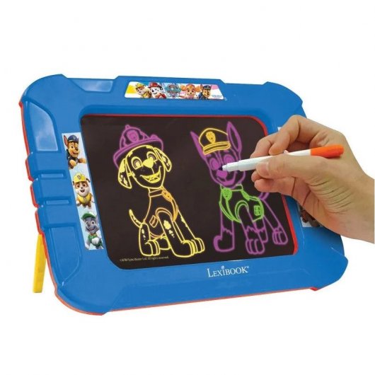 Tavolo da disegno elettronico Lexibook Paw Patrol Neon con pennarelli e modelli