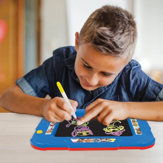 Tavolo da disegno elettronico Lexibook Paw Patrol Neon con pennarelli e modelli