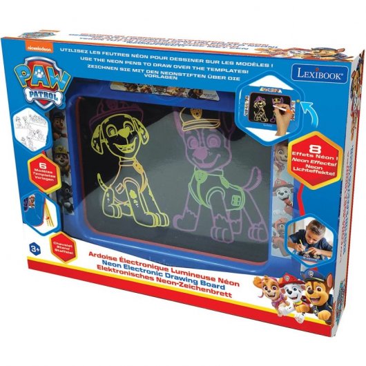 Tavolo da disegno elettronico Lexibook Paw Patrol Neon con pennarelli e modelli