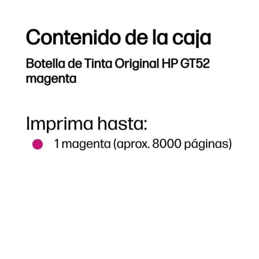 Bottiglia di Inchiostro HP GT52 Magenta Originale