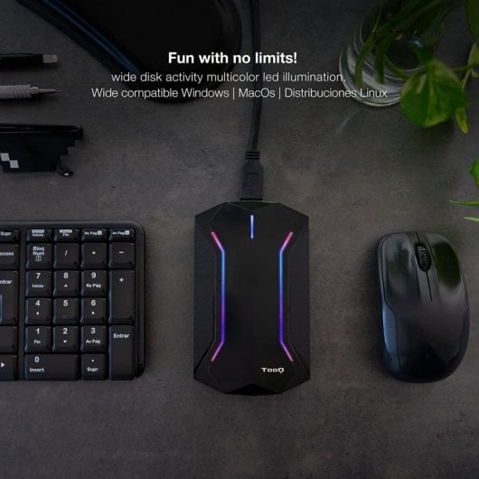 TooQ TQE-2599RGB Carcasa Externa Gaming para Discos SSD/HDD 2.5" USB 3.1 LED