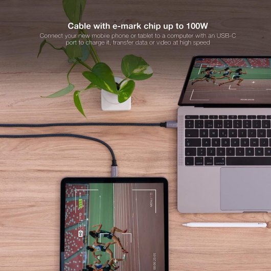 Nanocable USB-C 3.1 Stecker/Stecker-Kabel 1 m Grau/Schwarz