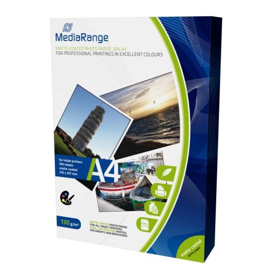 Papier photo MediaRange MRINK101 A4 130g blanc mat 100 feuilles