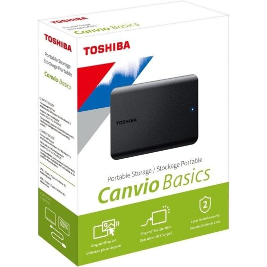 Disco Duro Toshiba Canvio Basics 2TB Portatile USB 3.2 Nero Alta Velocità