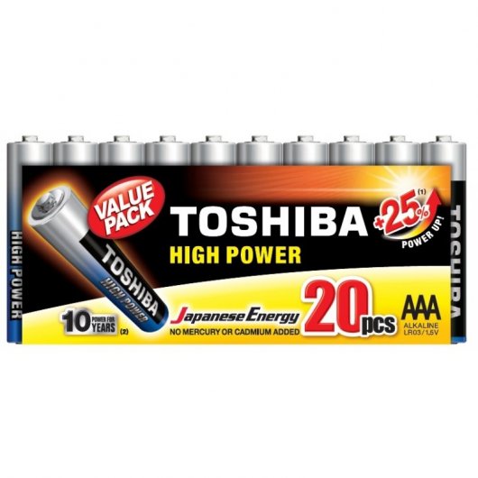 Toshiba High Power 20er-Pack Alkaline-Batterien AAA LR03 1,5 V