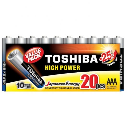 Toshiba High Power Pack da 20 batterie alcaline AAA LR03 da 1,5 V