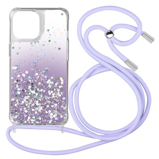 Avizar Funda Purpurina Correa Extraíble Degradado Morado para iPhone 11 Pro Max