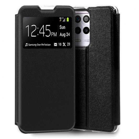 Custodia Flip Cover liscia nera per Realme 9 5G / 9 Pro