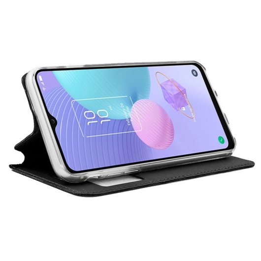 Cool Funda Flip Cover Liso Negra para TCL 405