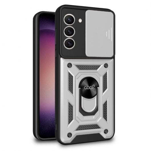 Fantastica custodia rigida in argento con anello rigido per Samsung S916 Galaxy S23 Plus