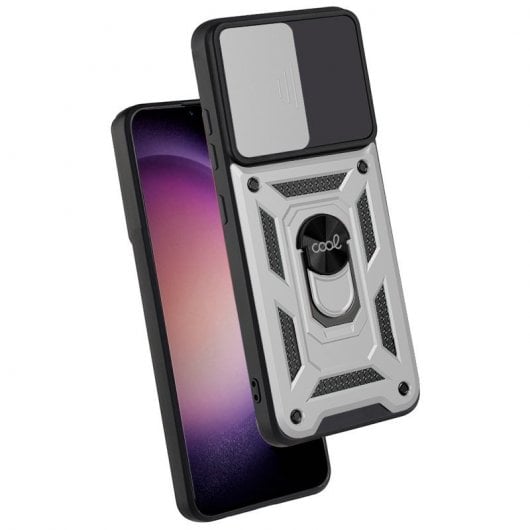 Fantastica custodia rigida in argento con anello rigido per Samsung S916 Galaxy S23 Plus