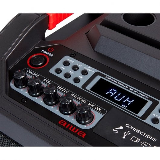 Aiwa KBTUS-608 Altavoz Portátil Bluetooth con Karaoke 600W + 2 Micrófonos