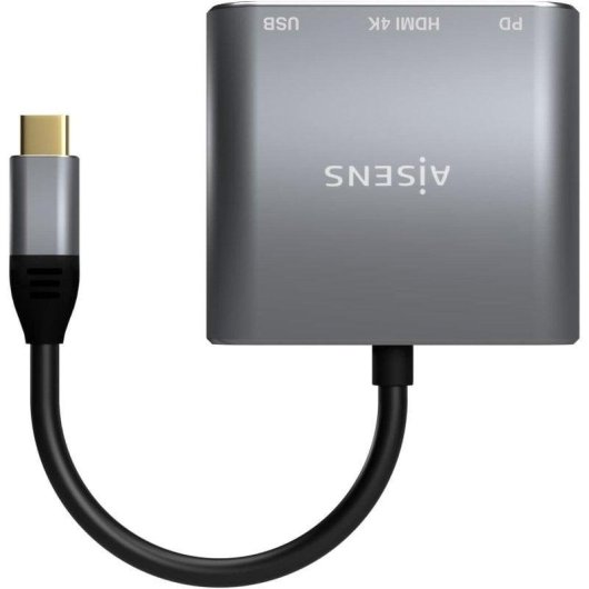 Conversor Aisens A109-0669 USB-C a HDMI 4K/USB 3.0/USB-C 15cm Gris