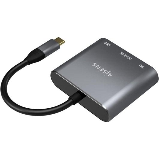 Conversor Aisens A109-0669 USB-C a HDMI 4K/USB 3.0/USB-C 15cm Gris