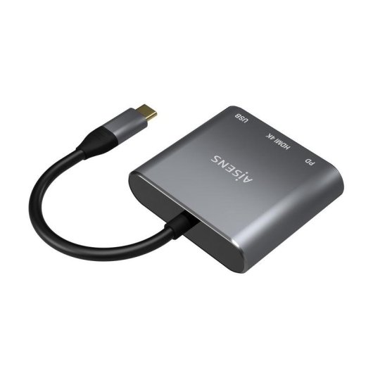 Conversor Aisens A109-0669 USB-C a HDMI 4K/USB 3.0/USB-C 15cm Gris