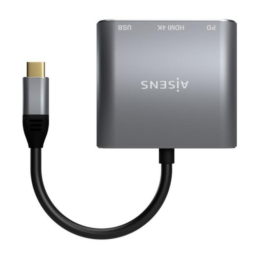 Conversor Aisens A109-0669 USB-C a HDMI 4K/USB 3.0/USB-C 15cm Gris
