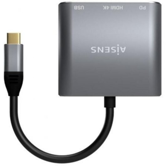 Conversor Aisens A109-0669 USB-C a HDMI 4K/USB 3.0/USB-C 15cm Gris