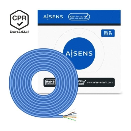 Aisens A135-0662 RJ45 Cat.6 UTP AWG24 LSZH CPR DCA Netzwerkkabelrolle, 100 m, blau