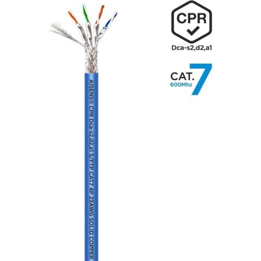 Aisens A146-0664 Cavo di rete a spirale RJ45 Cat.7 S/FTP AWG23 LSZH CPR DCA 100 m Blu