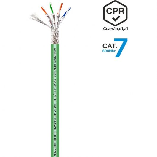 Aisens A146-0668 Cavo di rete a spirale Cat.7 RJ45 S/FTP AWG23 LSZH CPR CCA 500 m Verde