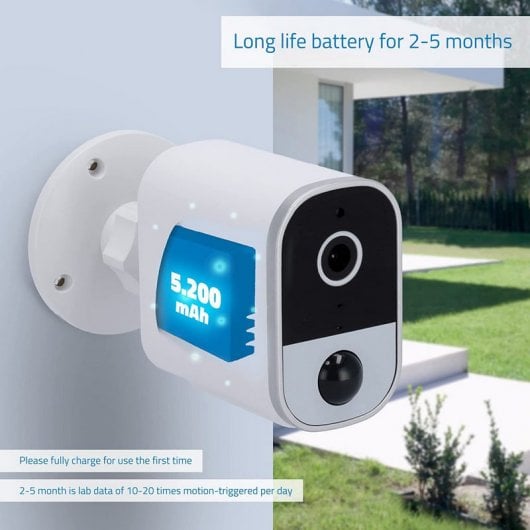 Nivian Caméra de Surveillance WiFi FullHD avec Batterie 5200mAh Blanc
