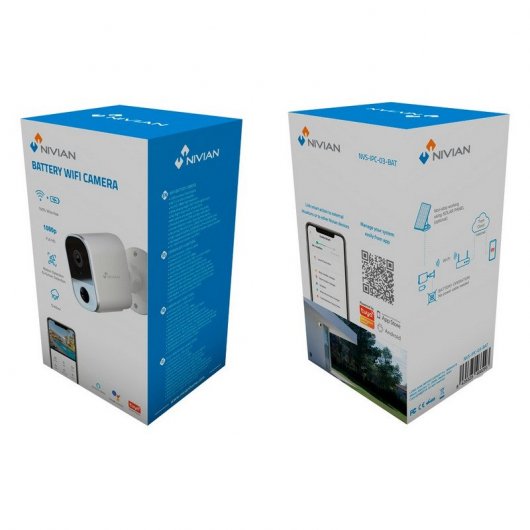 Nivian Caméra de Surveillance WiFi FullHD avec Batterie 5200mAh Blanc