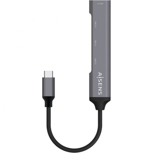 Aisens Adaptador Hub USB 3.1 Tipo C a 4x USB 3.0 Gris