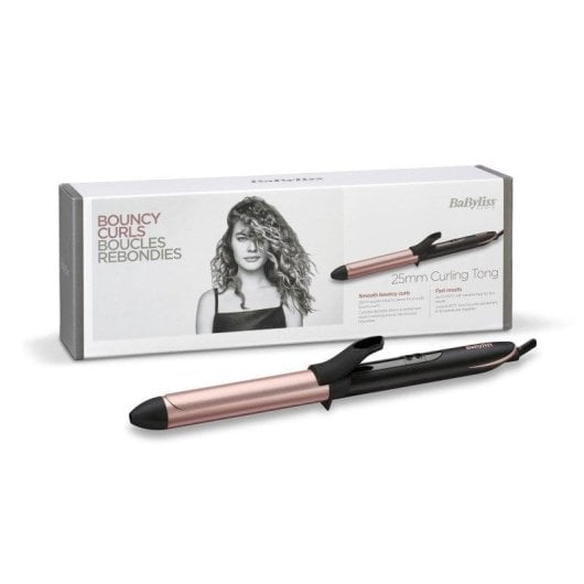 Boucleur à Cheveux BaByliss Rose-Quartz Céramique 25mm 160-210°C 6 Températures Arrêt Auto Noir Or Rose