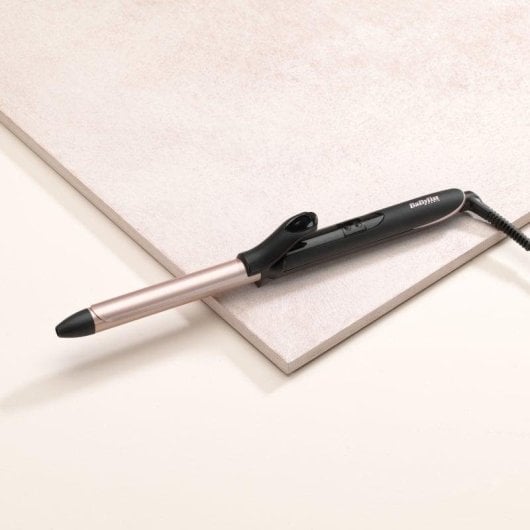 Lockenstab mit Klemme BaByliss Rose-Quarz Curling Tong Keramik 19mm 160-210°C 6 Stufen Schwarz/Roségold